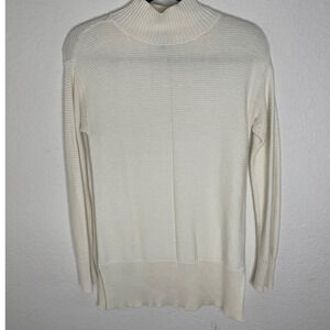 Talbots Ivory Long Sleeve Sweater Tunic Mock Neck Womens size xsmall